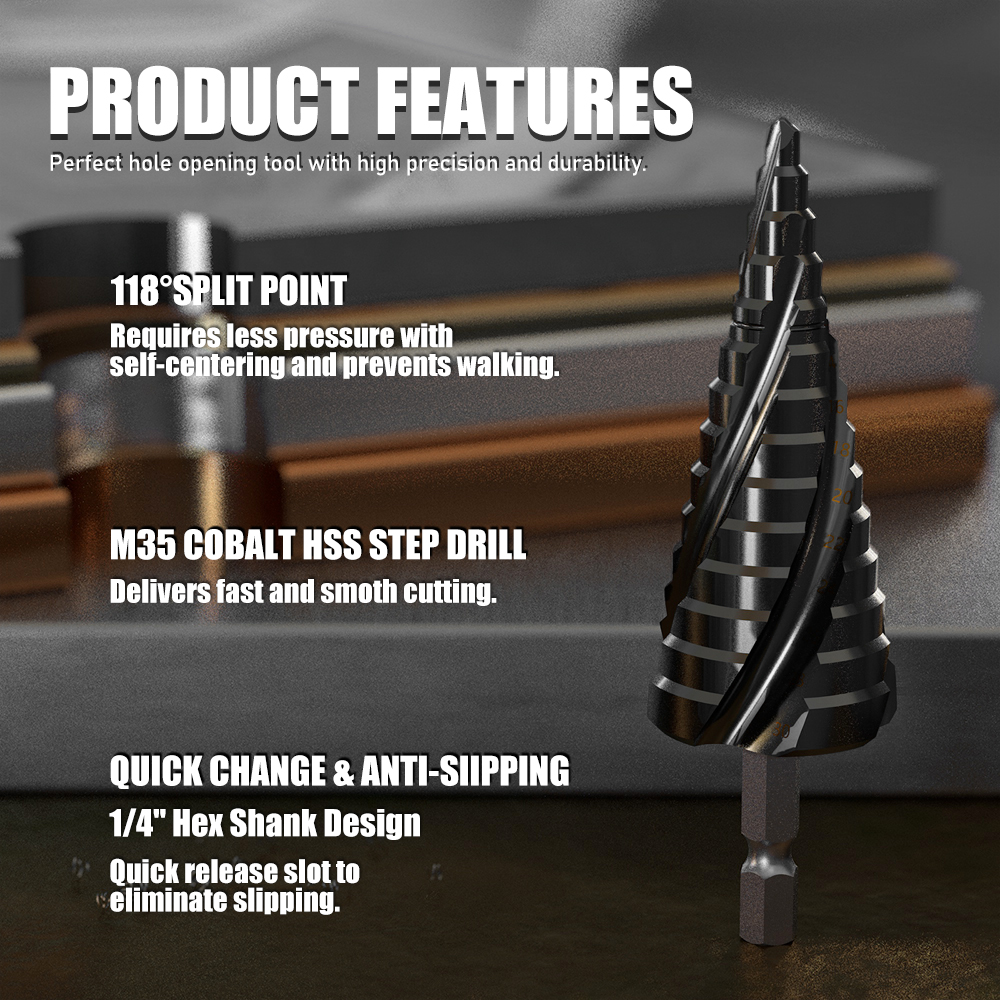 M35 Cobalt 4-Flute Step Drill  - Power Tools Kobalt ulasan dan harga