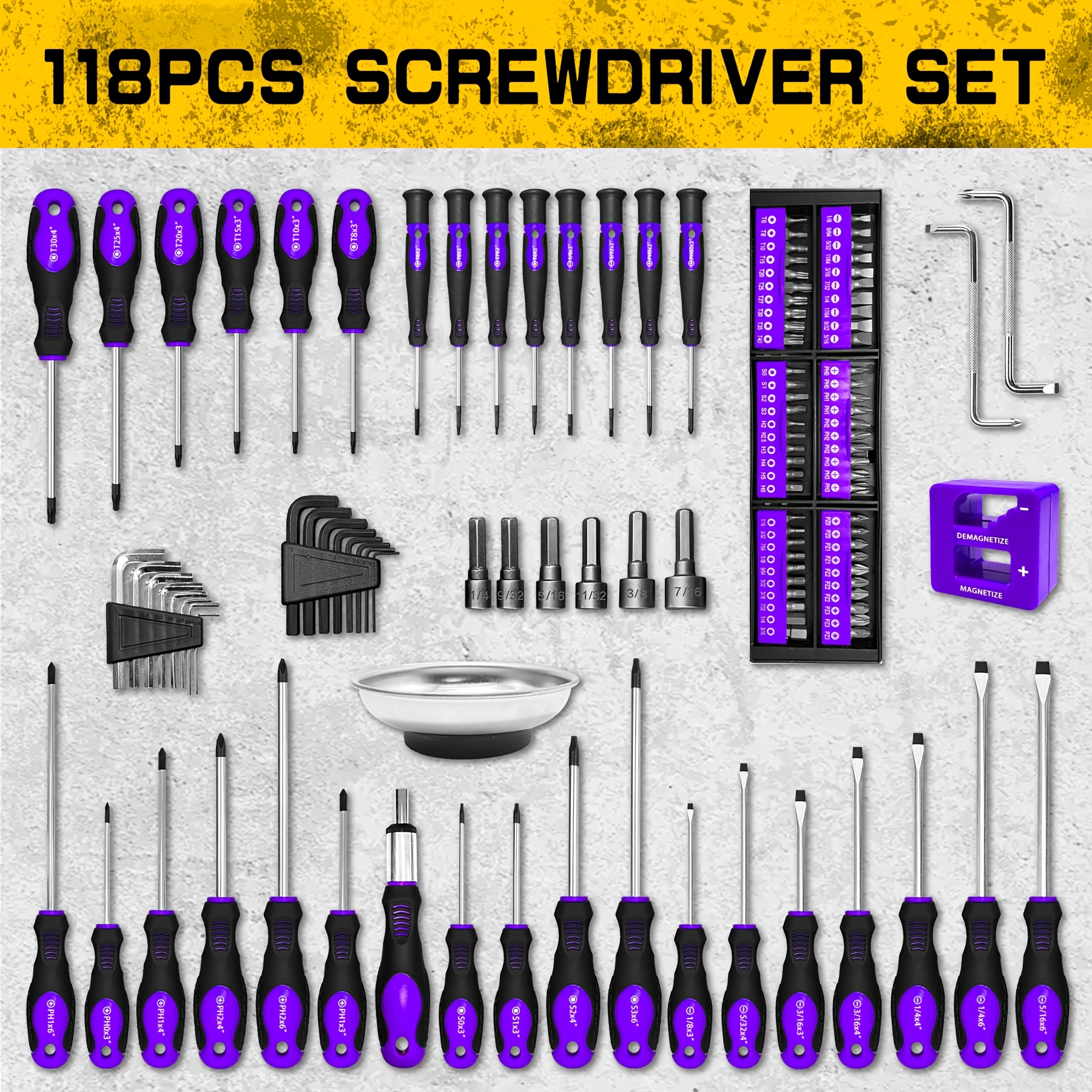 118pcs Magnetic Screwdriver Se - Power Tools For Construction Work ulasan dan harga
